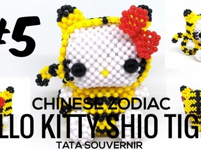 Tutorial: DIY How to Bead Hello Kitty Tiger Part 5. Hello Kitty de Miçangas. Kerajinan Manik