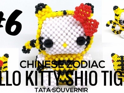 Tutorial: DIY How to Bead Hello Kitty Tiger Part 6. Hello Kitty de Miçangas. Kerajinan Manik Manik