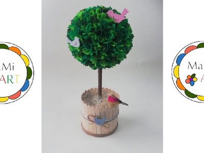 Wiosenne drzewko wykonane z bibuły | WIOSENNNA DEKORACJA