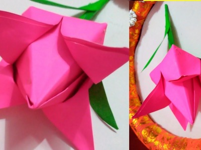 How to make ???? Tulip paper flower-easy paper Tulip origami flower-flower making tutorial, টিউলিপ ফুল