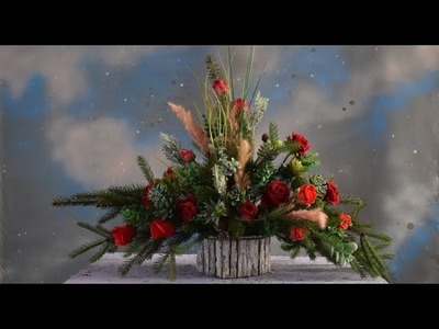 Stroik na grób ze sztucznych kwiatów i żywych gałązek || Wszystkich Świętych || Święto zmarłych
