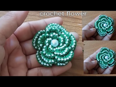 68.easy crochet  flower tutorial. how to make crochet jewellery tutorial.#কুশিকাটারফুল