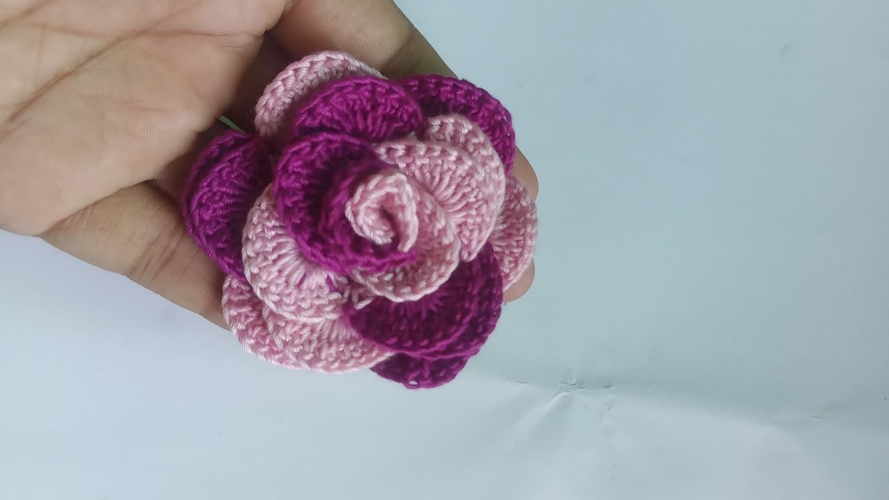 Crochet rose flower making in easy way || কুশিকাটার ফুল ৫