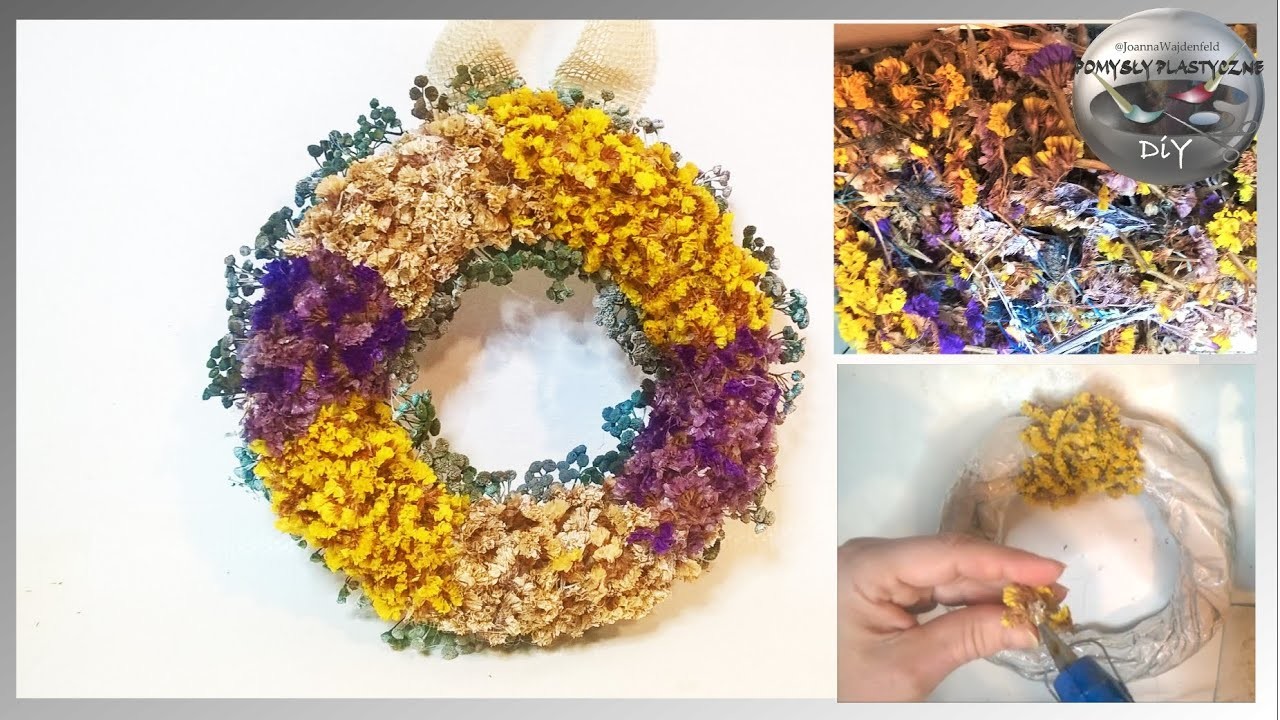 Jak zrobić wianek z suszonych kwiatków zatrwiana  - Pomysły plastyczne DiY