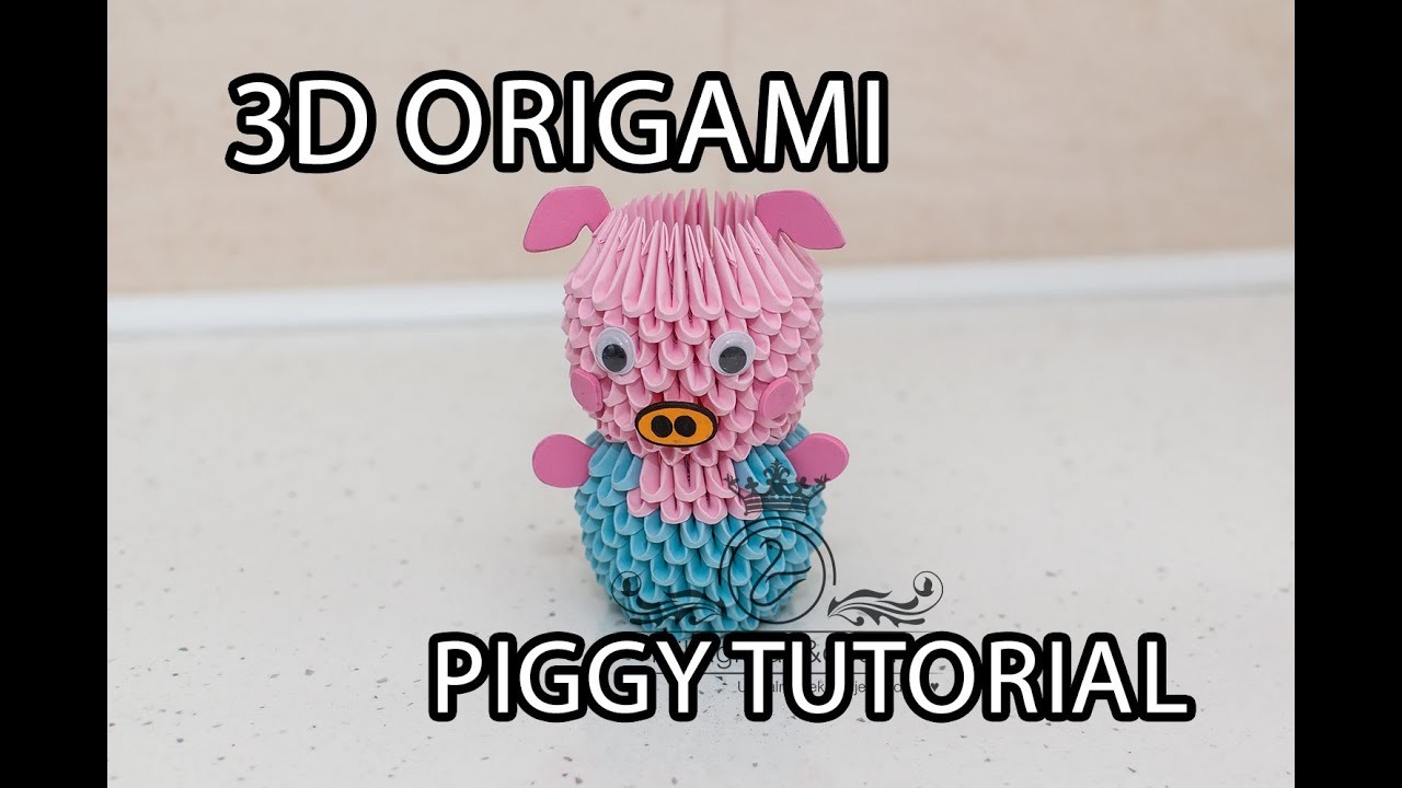 3d origami piggy tutorial. Mała świnka origami 3d kurs krok po kroku