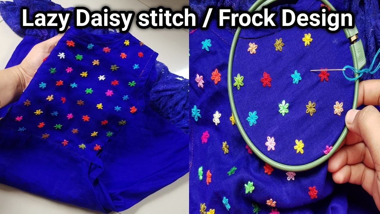 Lazy Daisy stitch flower design all over dress. Frock Design. baby dress Design. বেবি ফ্রক ডিজাইন