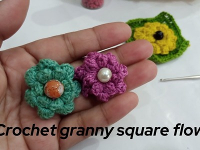Crochet popcorn flowers, Crochet granny square flower.