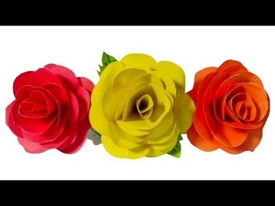 How to make Beautiful Realistic  easy paper roses ❤️???????? ।। Paper flower DIY ।। গোলাপফুল