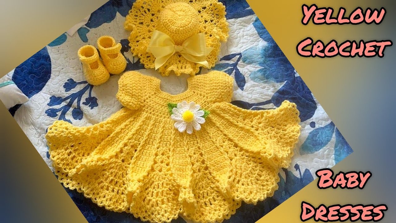 Most Beautiful Crochet Yellow dress, क्रोशिया फ्रॉक,How to Crochet, Crochet Baby Dress Tutorial