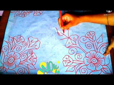 বিছানার চাদরের ফুলের ডিজাইন।নকশি কাথার ফুলের ডিজাইন।nokshi katha flower design.#habibacrafts