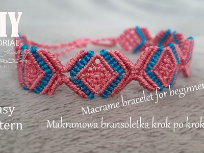 Makramowa bransoletka romby tutorial. Makramowe diamenty. Macrame diamond bracelet DIY tutorial