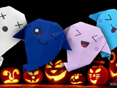 ORIGAMI GHOST EASY. Halloween Paper crafts for kids.DIY Halloween Ghost????????????اوريغامي شبح