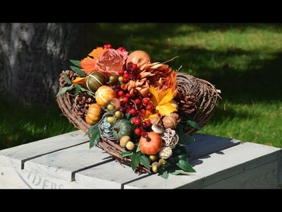 Stroik ze sztucznych kwiatów na cmentarz lub na drzwi || Jesień || Wszystkich Świętych ||