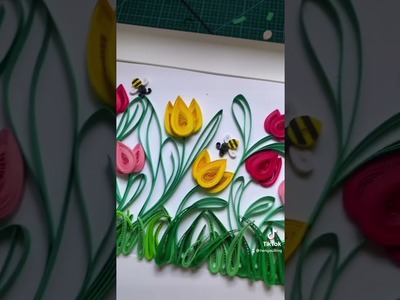 Tulip flower paper quilling art