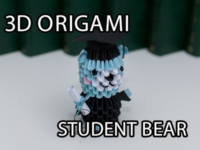 3d origami student bear tutorial. Miś student origami 3d kurs krok po kroku