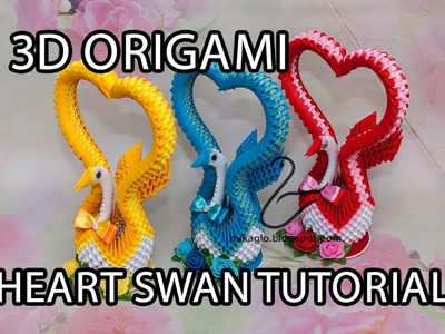 3d origami heart swan tutorial. Łabędź serce origami 3d kurs krok po kroku