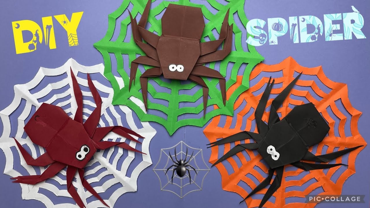 DIY ORIGAMI SPIDER.Halloween Paper Crafts Easy ????????????????اوريغامي عنكبوت