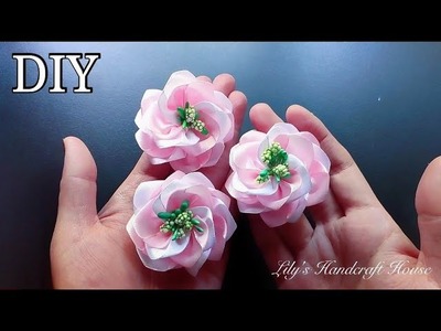 DIY ribbon flower.手作髮飾.Mk.Flor de fita