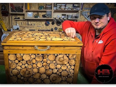 #29. skrzynia drewniana z plastrów drewna .How to make a Chest of wood slices