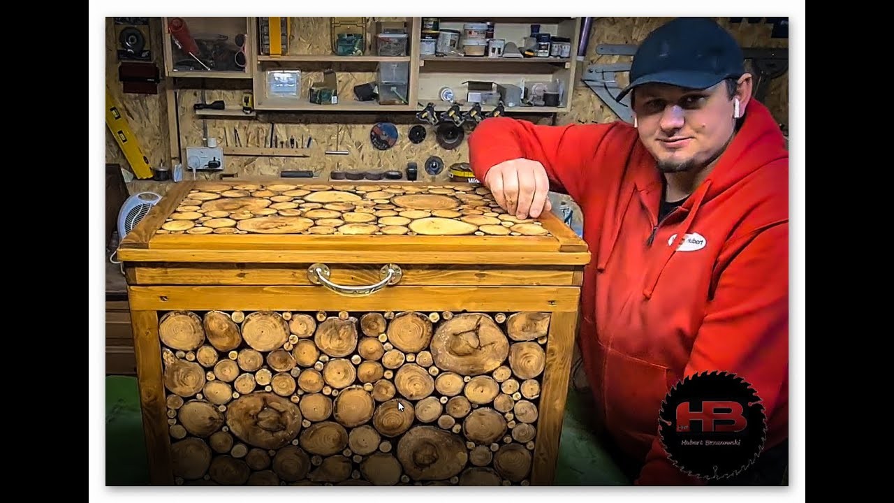 #29. skrzynia drewniana z plastrów drewna .How to make a Chest of wood slices