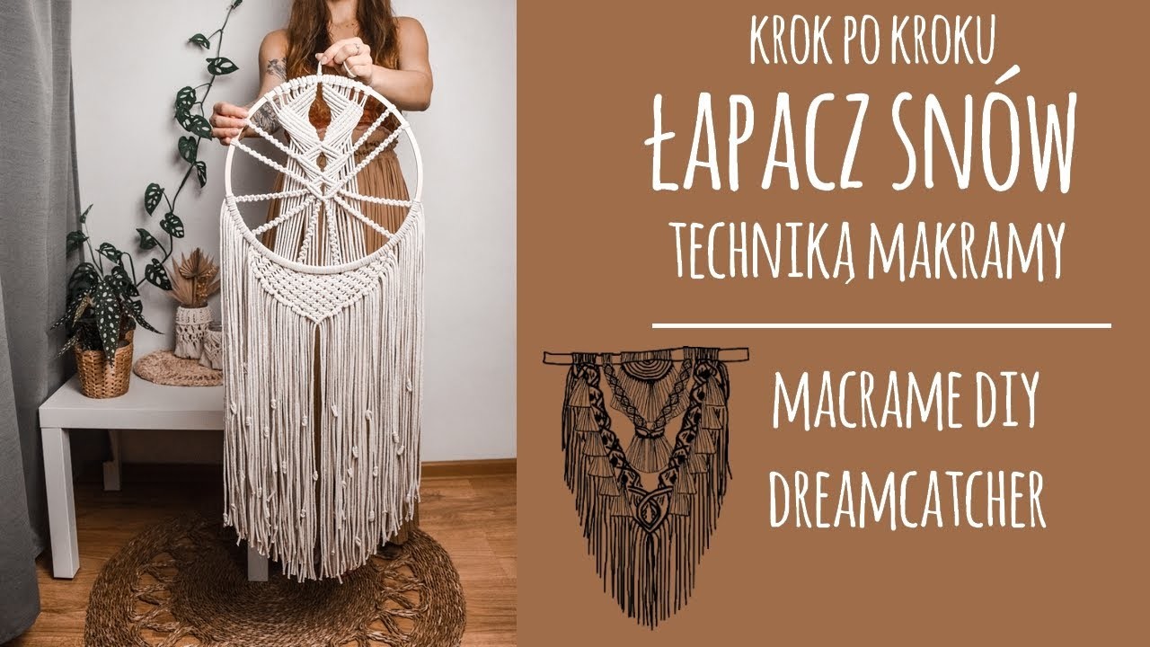 |16| Makrama krok po kroku: Duży łapacz snów w klasycznym stylu 35x100cm. DIY: Macrame dreamcatcher