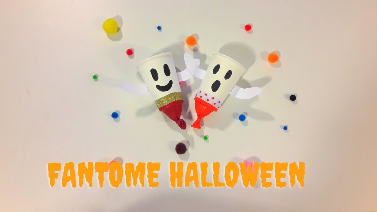 Bricolage Halloween fantome (pom pom popper)