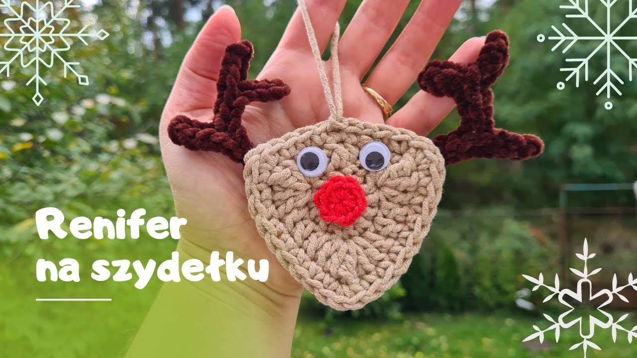 Crochet Rudolph reindeer ornament. Renifer na szydełku, świąteczne szydełkowe dekoracje.