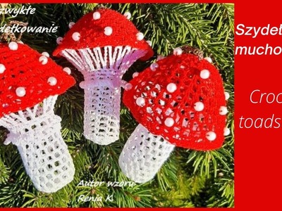 Mały muchomorek, grzybek szydełko 8 cm. Autor.Author Renia K .Flybane.mushroom crochet tutorial.