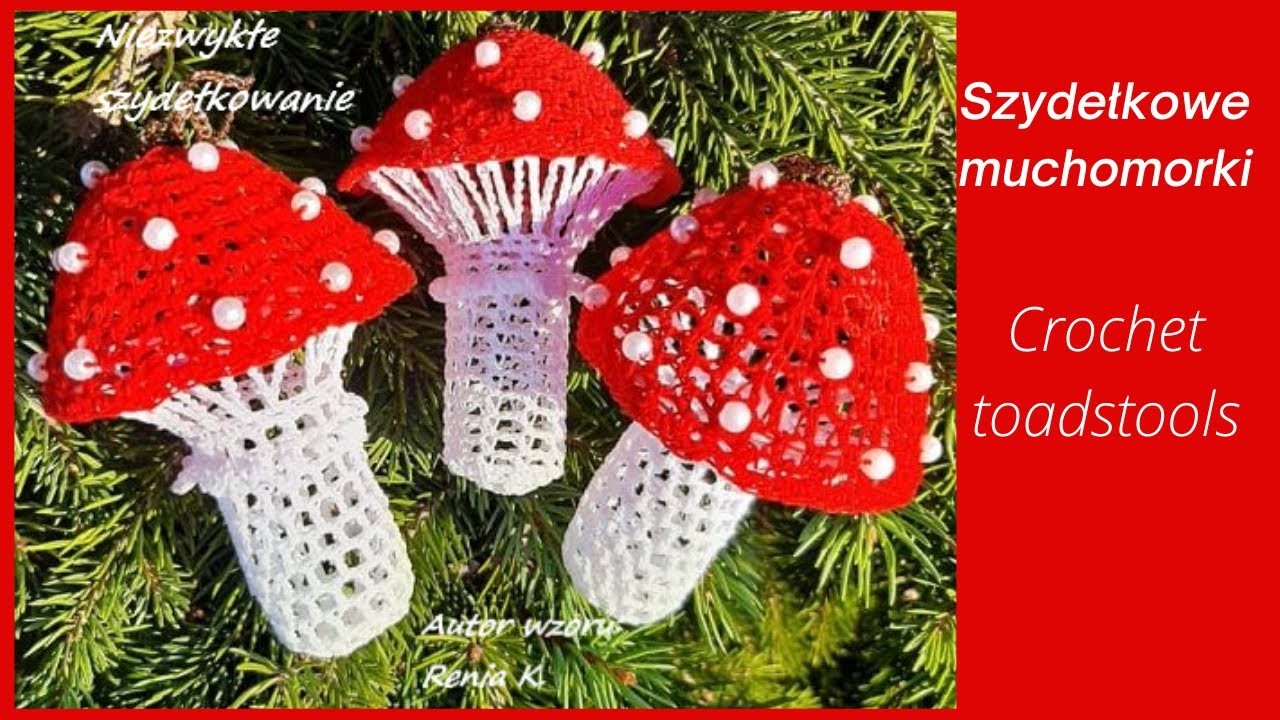 Mały muchomorek, grzybek szydełko 8 cm. Autor.Author Renia K .Flybane.mushroom crochet tutorial.