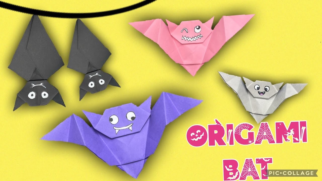 ORIGAMI BAT EASY.DIY Halloween Paper Crafts ????????????اوريغامي خفاش