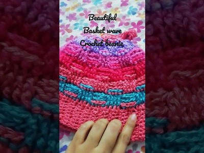 Crochet basket wave beanie | #woolandyarn