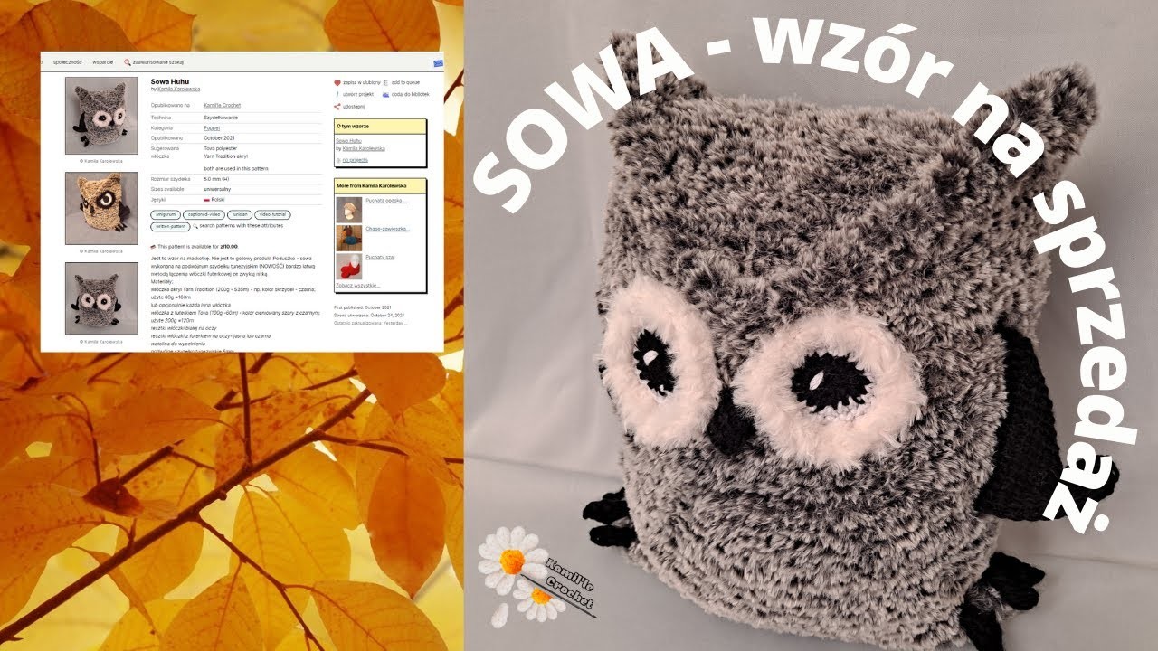 Wzór sowy???? - podwójne szydełko tunezyjskie - na sprzedaż