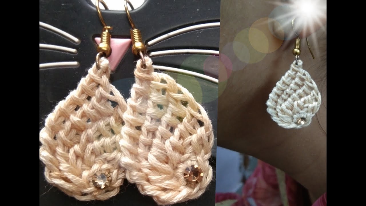 Crosia se kan ki  earring banane ka tarika.  crochet easy earring  by [ RIMSHA DESIGNER ]