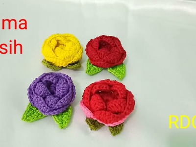 Flower Crochet, Cara Membuat Bros Rajutan Bunga Mawar