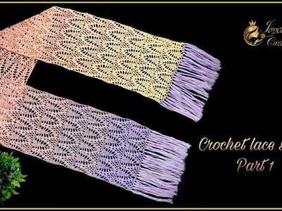 How to crochet Yukiyo lace scarf | Yukiyo ပုဝါထိုးနည်း Part 1 of 2