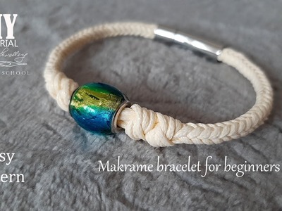 Makramowa bransoletka ze sznurka z koralikiem tutorial. Macrame bracelet with bead DIY tutorial