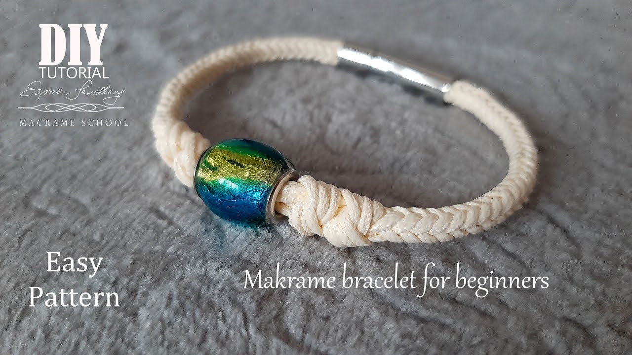 Makramowa bransoletka ze sznurka z koralikiem tutorial. Macrame bracelet with bead DIY tutorial