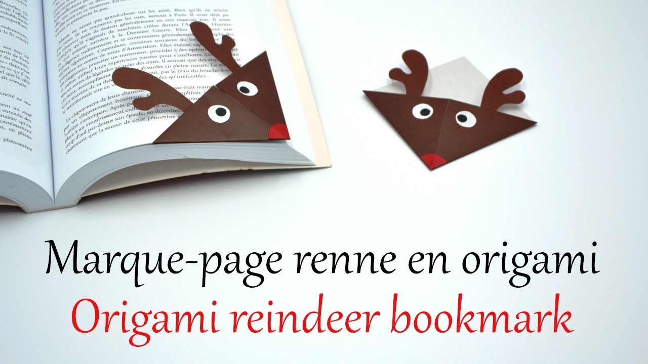 Tuto #18 : marque-page renne en origami - origami reindeer bookmark