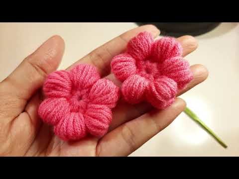 Bunga puff rajut | puff flower crochet