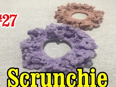 Scrunchie na szydełku, crochet, Szydełkowa dekoracja do włosów, tutorial#27