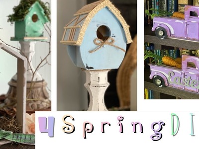 4 Modern Farmhouse Spring DIYs. #diychallenge. birdhouse decor. interchangeable truck crate
