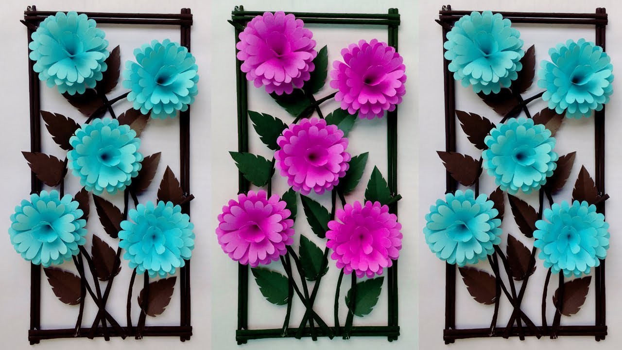 Diy Paper Flower Wall Decoration Ideas - Paper Wallmate - Kagojer Wallmate - কাগজের ওয়ালমেট