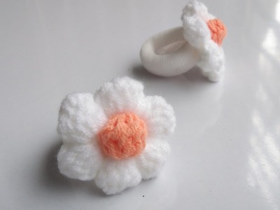 Crochet flower hairband.  কুশিকাটার ফুল।Kusikatar ful.