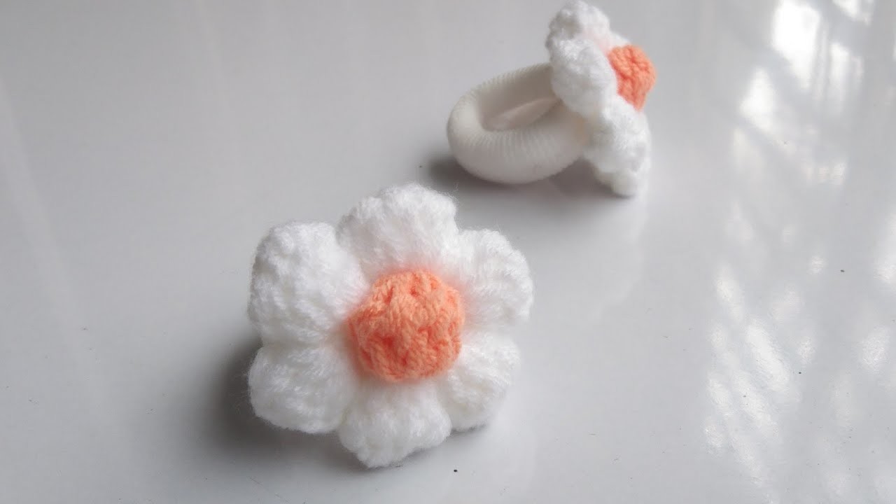 Crochet flower hairband.  কুশিকাটার ফুল।Kusikatar ful.