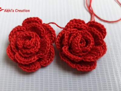 Easy Crochet Rose Flower.কুশিকাটার গোলাপ ফুল