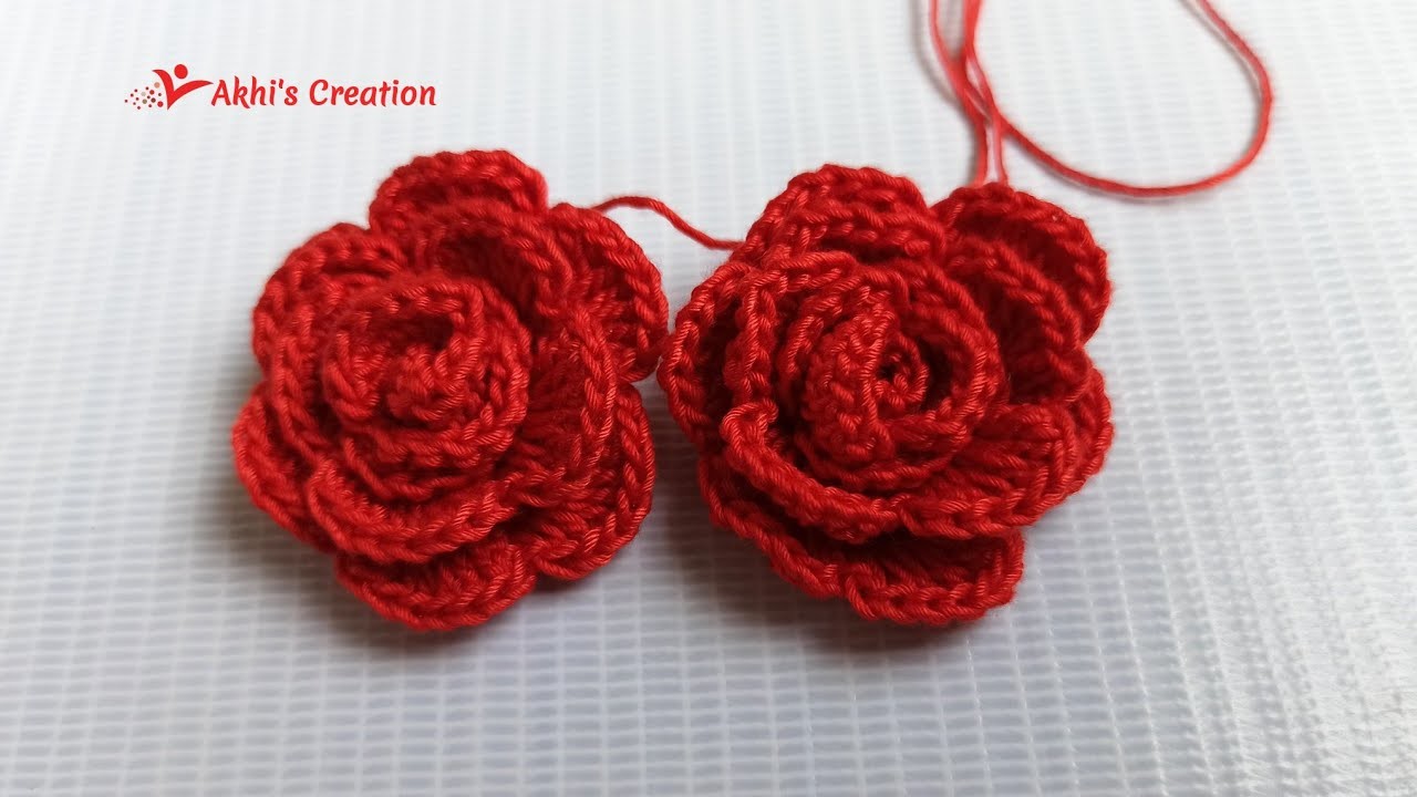 Easy Crochet Rose Flower.কুশিকাটার গোলাপ ফুল