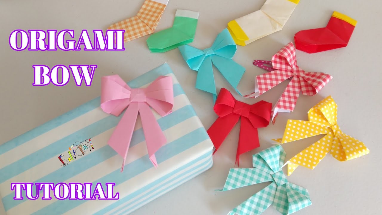 How to make a Paper Bow.リボンの作り方:おりがみリボン????origami Bow????paper bow????折り紙リボン????paperribbon簡単りぼんのつくり方:tutorial