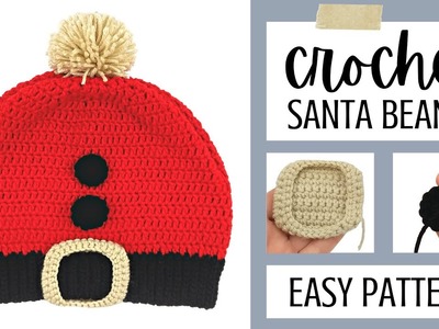 Crochet Santa Hat - Easy Crochet Santa Beanie!