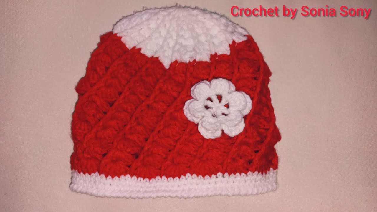 How to crochet hat.Crochet hat for 1-2 years baby.কুশিকাটার টুপি.English writing details given