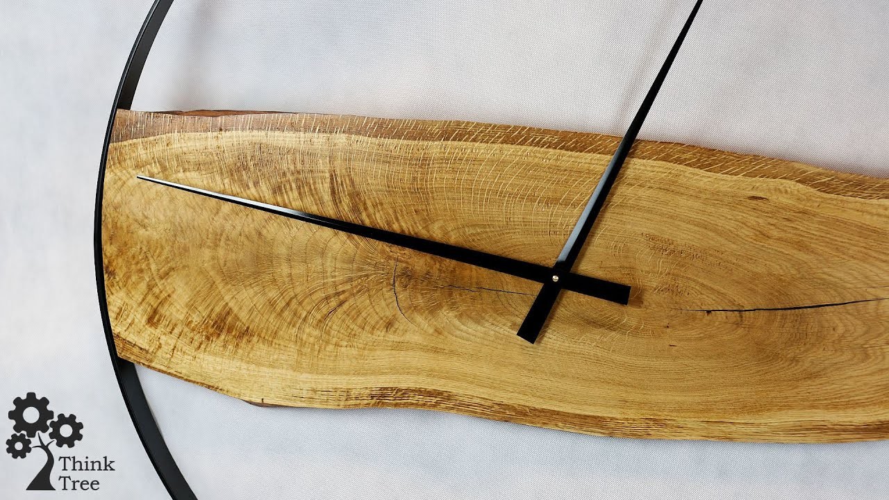 Making a wooden live edge clock – DIY. Zegar ścienny - połączenie drewna i metalu. Think Tree